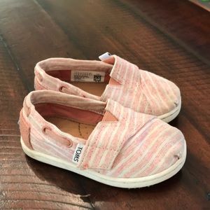 TOMS pink and white stripe slips pjs